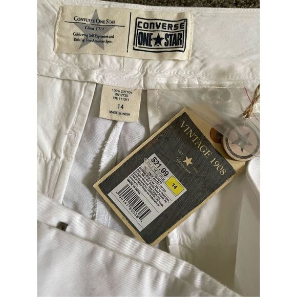 CONVERSE ONE STAR Womens Size 14 White Cotton Casual Shorts - Picture 3 of 4